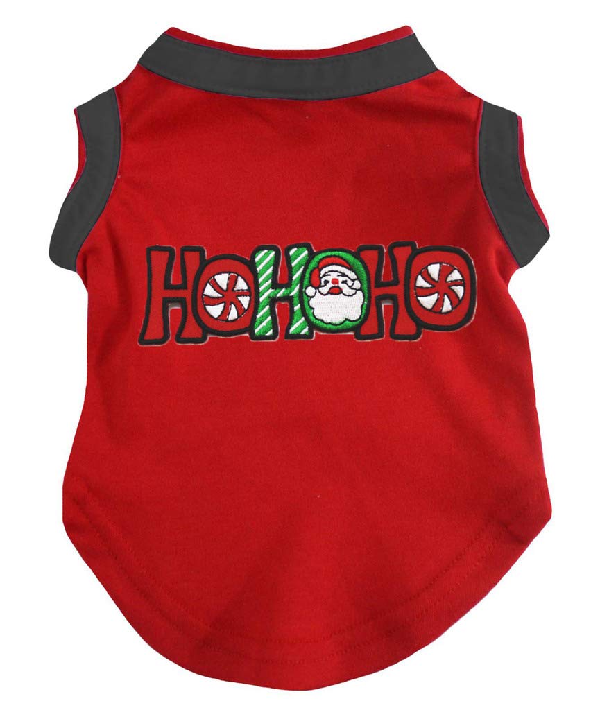 Petitebella Santa Claus Hohoho Puppy Dog Shirt (Red/Black, XXX-Large)