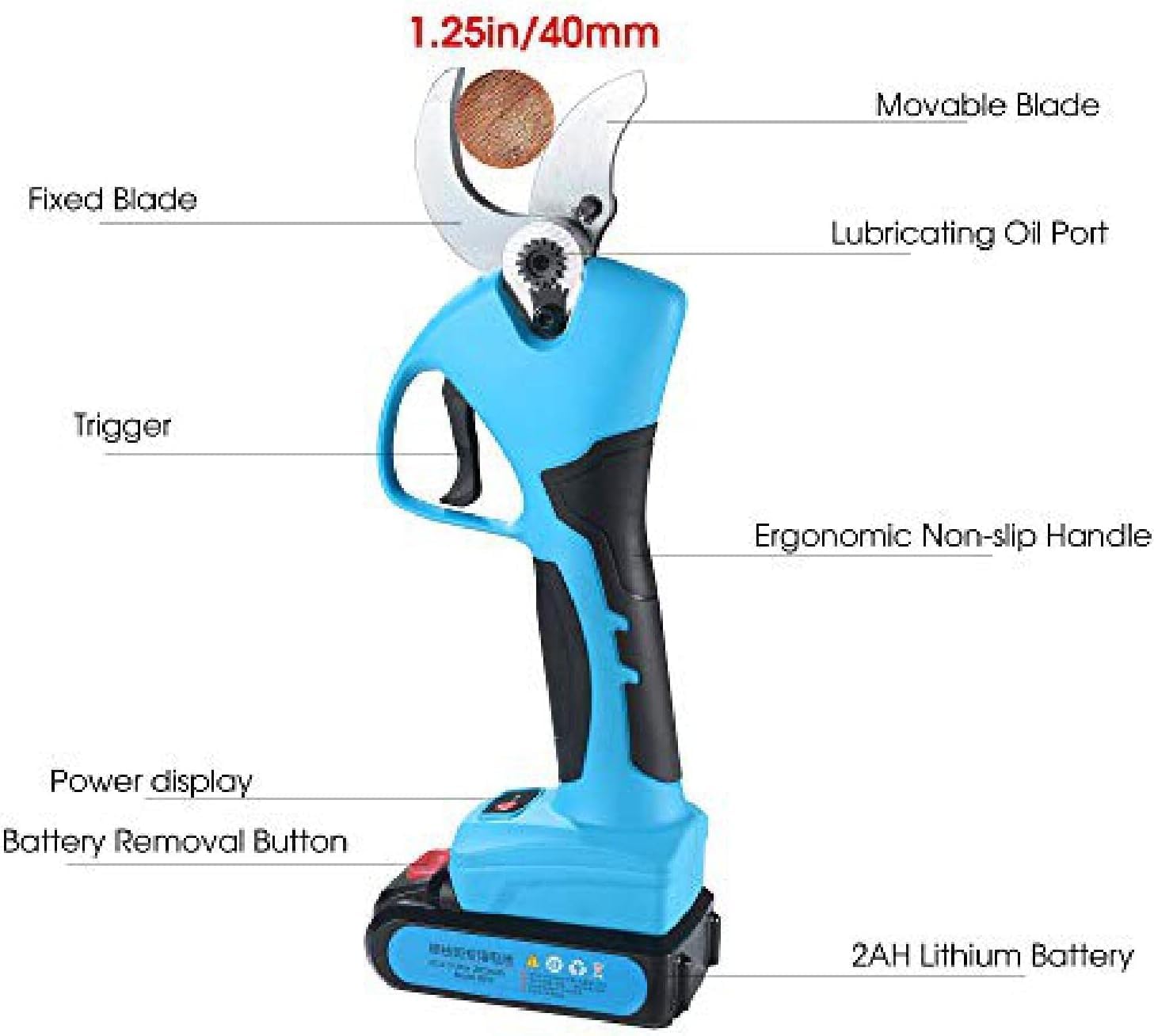 Professional Electric Pruning Shears 240v, Cutting Diameter 0-45mm, Rechargeable Powered By 2ah Lithium Battery Electric Pruner