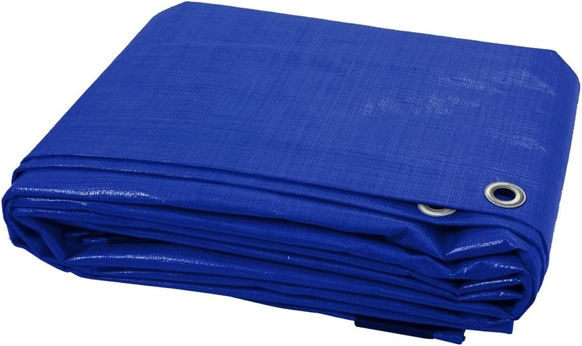 – 3 x 4 m Blue Tarpaulin Waterproof Tarp Sheet Cover, Groundsheet - Waterproof, Weatherproof, Frost-Resistant, UV Protection, Universal, Multipurpose, Reinforced Eyelets