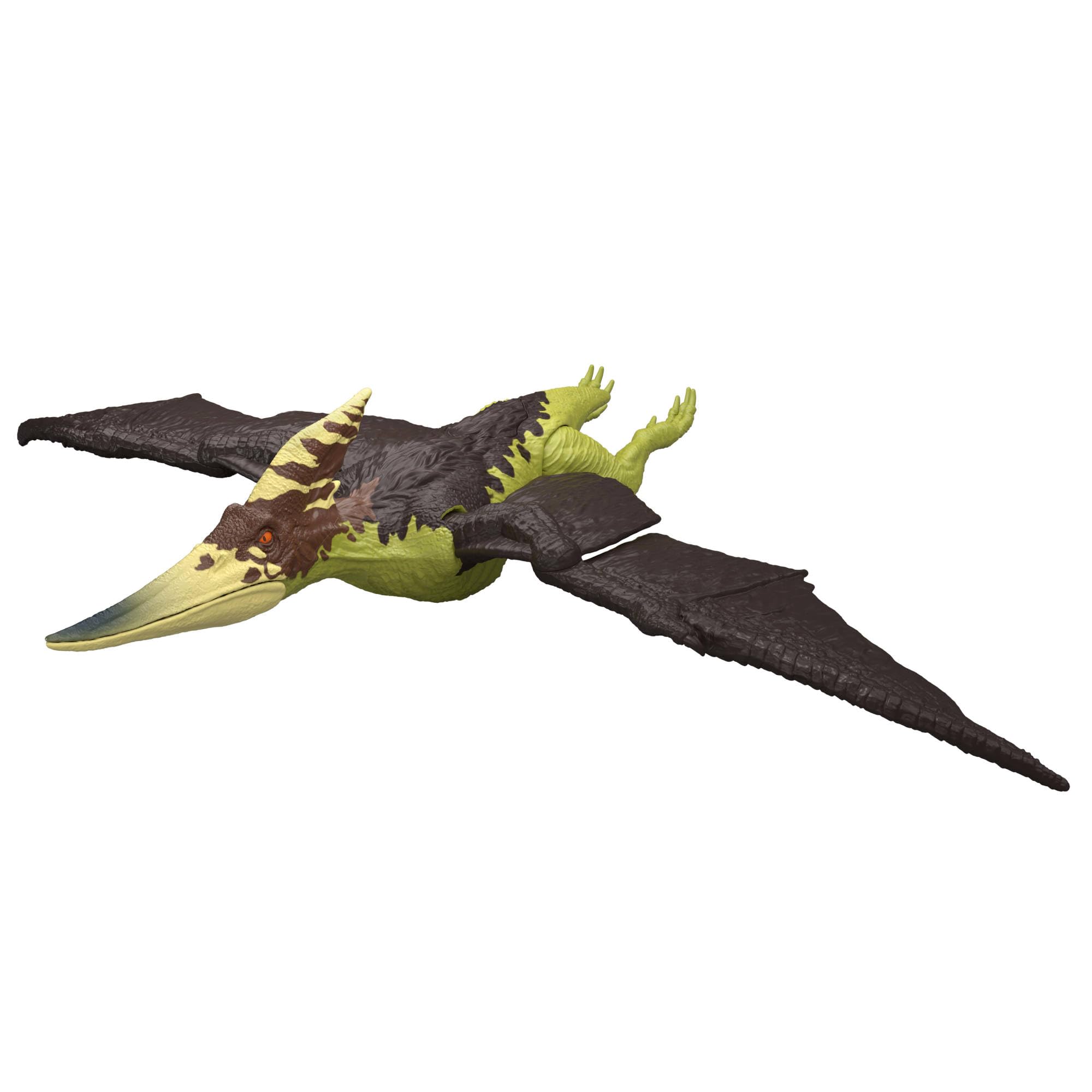 Mattel Jurassic World Pteranodon Ryczący dinozaur Figurka dinozaura, wielokierunkowy atak paszczą i dźwięk, zabawka interaktywna do ustawiania w różnych pozach, dinozaur zabawka dla dzieci 4+, JKL78