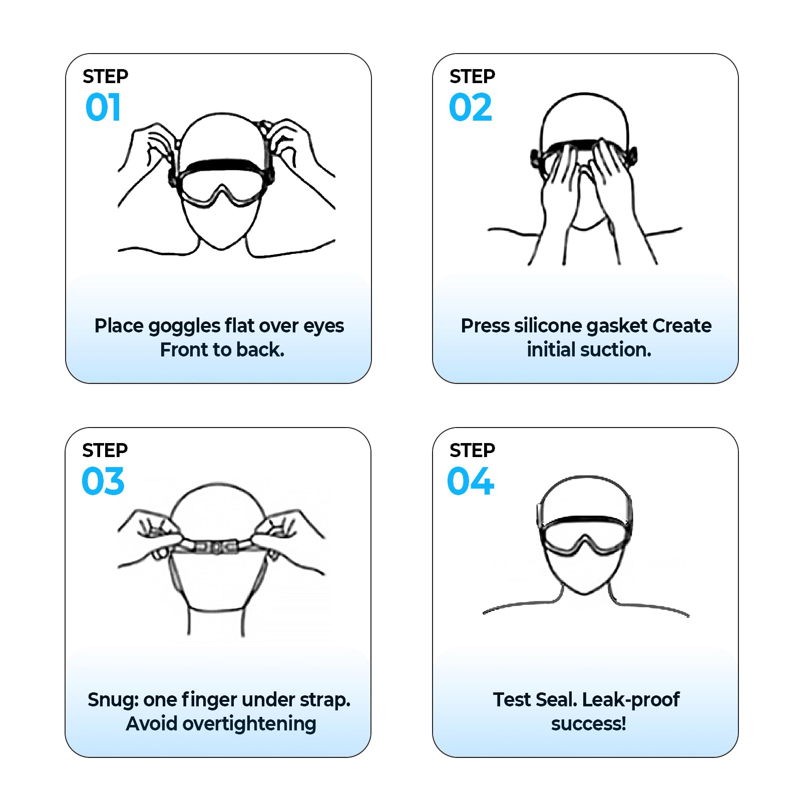VegoVia Schwimmbrille für Erwachsene, 180° Weitsicht, Anti-Beschlag, UV-Schutz, auslaufsicher, wasserdicht, Schwimmbrille für Männer und Frauen, Jugendliche, Schwimmbad, Strand, Wasser, 2 Stück