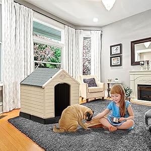 Yitahome 345 Large Plastic Dog House Outdoor Indoor Doghouse Puppy Shelter Water Resistant Easy Assembly Sturdy Dog Kennel with Air Vents and Elevated Floor 345l31w32h Gray+brown Cucciolini Doodles Yitahome 34 5 large plastic dog house outdoor indoor doghouse puppy shelter water resistant easy assembly sturdy dog kennel with air vents and elevated floor 34 5l31w32h gray+brown cucciolini doodles