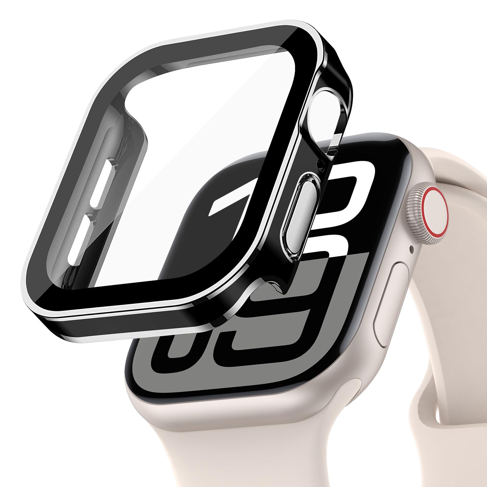 Hard Case for Apple Watch Screen Protector 42mm 46mm 40mm 44mm 41mm 45mm 49mm Series 10 9 8 7 6 5 4 3 SE Ultra/2,Waterproof PC Case with Tempered Glass Screen Protector Face Cover for iWatch Cover