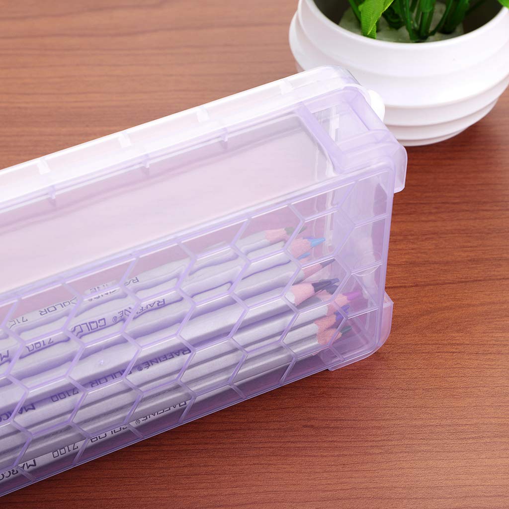 AHLSEN Lot De 6 Boîtes à Crayons Empilables Transparentes