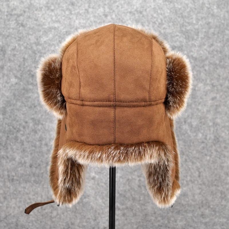 Cappello da trapper invernale unisex da uomo Cappello caldo da donna Spessa morbida protezione per le orecchie con paraorecchie in morbida pelliccia sintetica per pattinaggio all'aperto, sci o