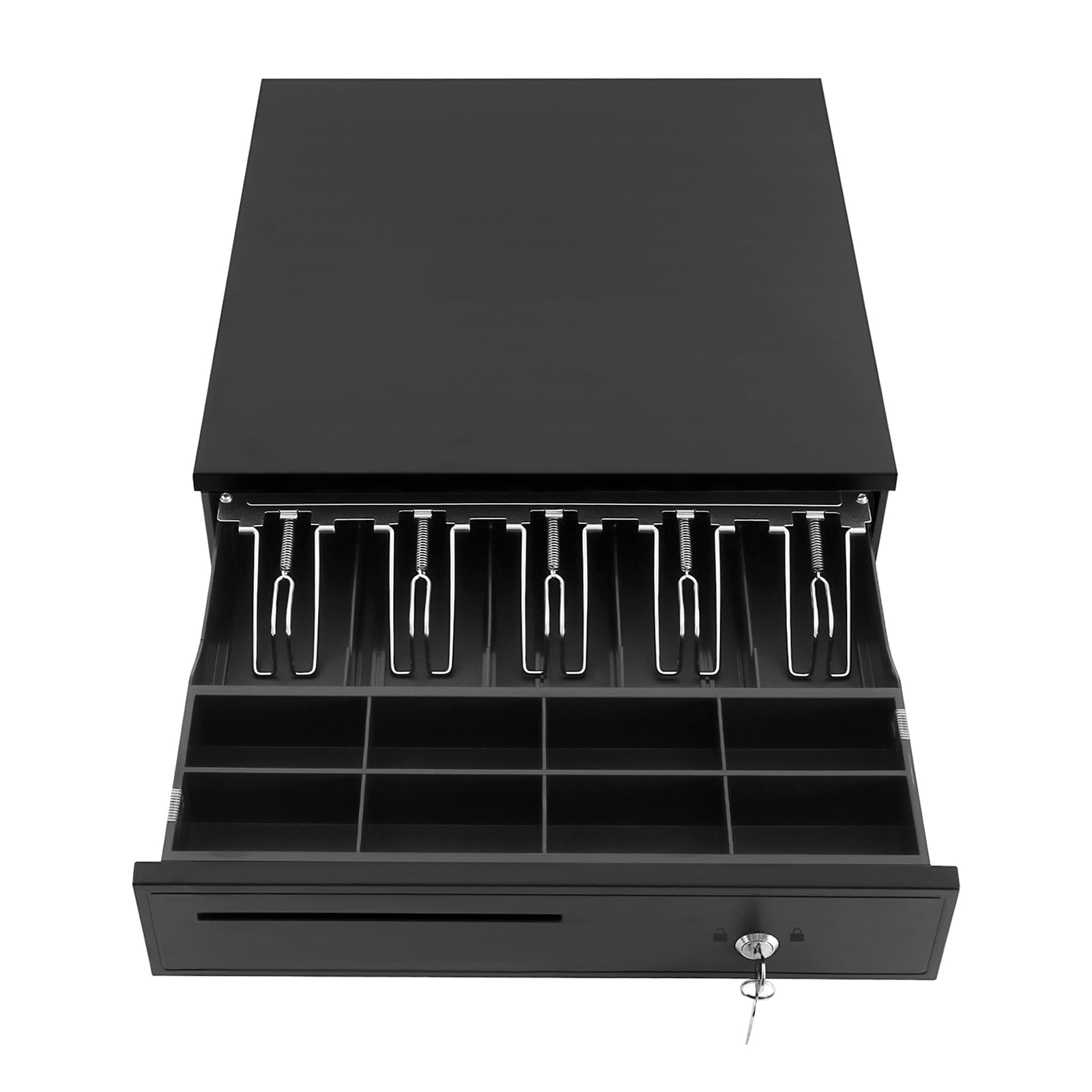 405 Cash Box – Caja de efectivo de alta resistencia con 8 compartimentos para dinero en efectivo y monedas, oficina y caja registradora, construcción de acero y plástico