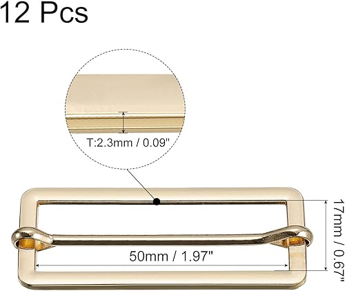 Miniatura 2 de uxcell Hebillas deslizantes, ajustador rectangular de metal, hebillas de pasador de rodillo, ajustador de correa deslizante para cinturón,