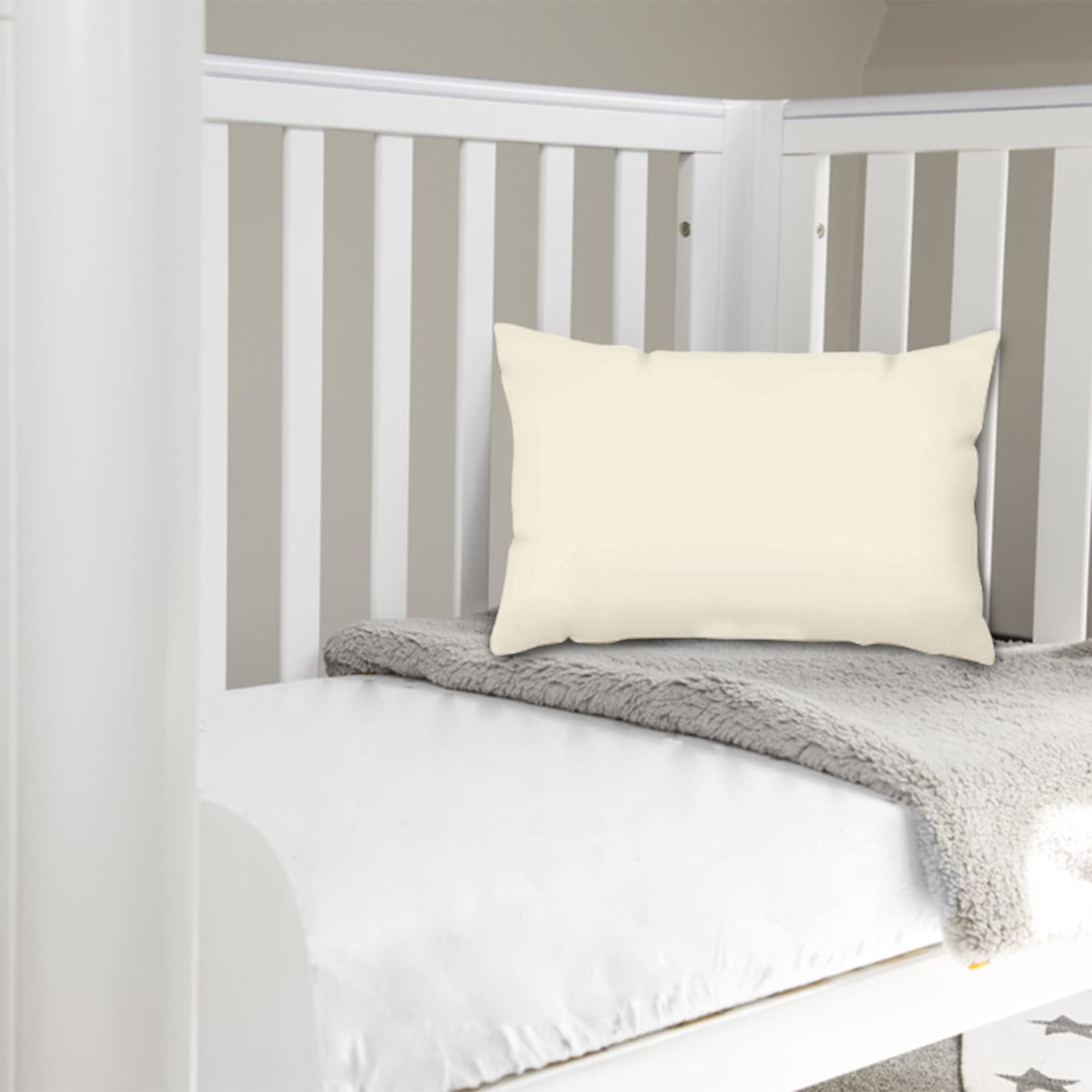 Pizuna Men's New Ivory Crib Pillow Cover 40X60cm 2Pc 400 Thread Count 100% Long Staple Cotton Highly Breathable Sateen Weave Baby Toddler Pillow Cases For Boys And Girls By