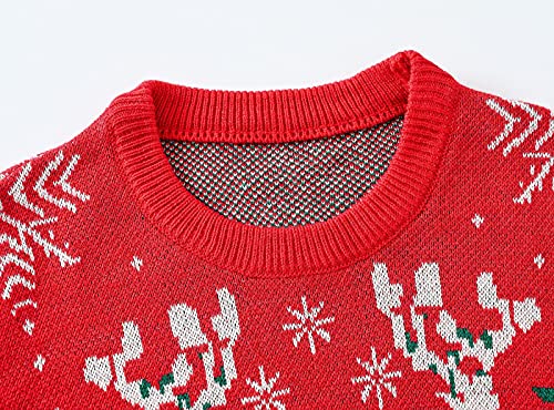 Kid's Christmas Ugly Elk Snowflake Sweatshirt Toddler Boys Girls Knitted Sweater Long Sleeve Crewneck Kids Xmas Tops4