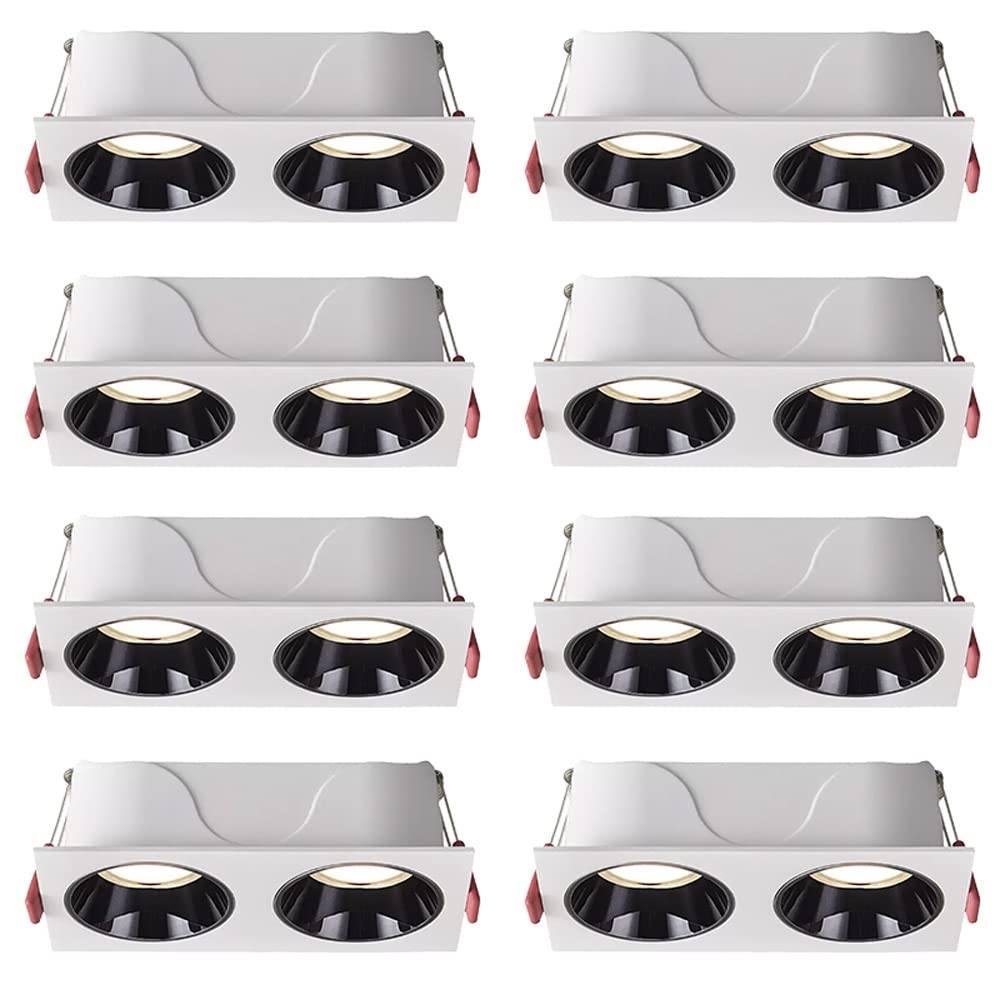 GTHTUHFD 8-Pack Led Rectangle Retrofit Recessed Ceiling Lights Deep Cup Canless Downlight Bull'S Eye Light 14W/24W Replacement Spotlights Conversion Kit,3000K/4000K/6000K,2 * 7w-4000k