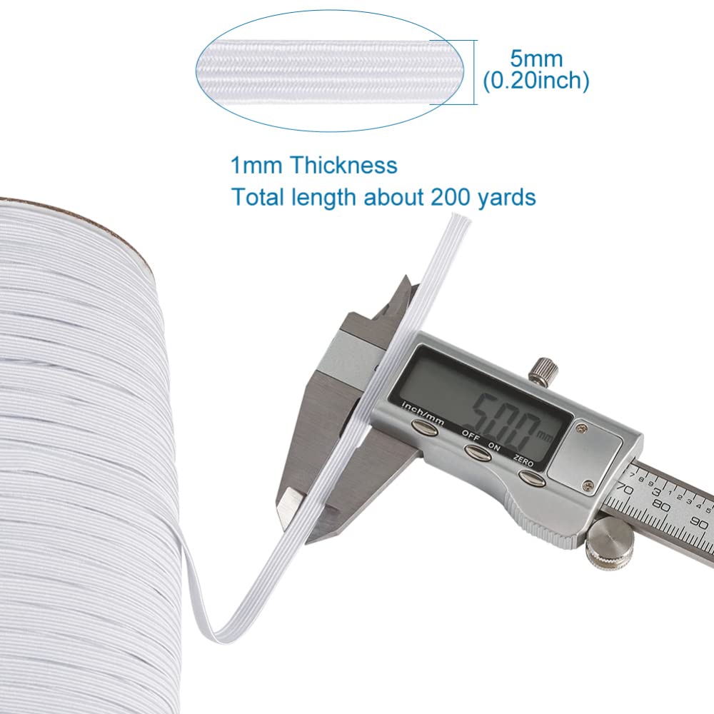 Bestewelry 5mm White Elastic Cord Wig Elastic Band Braided Elastic Ribbon with Spool for Headbands Clothes Sewing Craft Making - Image 2