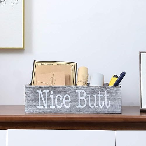 Miniatura 7 de HOSROOME Nice Butt - Caja decorativa de papel higiénico para baño, dector, granja, contenedor de almacenamiento de madera rústica, divertida caja de