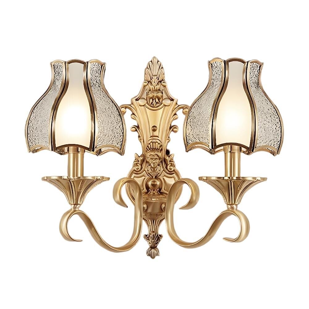 Lampada da Parete in Ottone Anticato, Lampada da Parete Vintage con Paralume in Vetro, Attacco E14, Applique da Parete in Vetro retrò per Camera da Letto, Soggiorno, Studio, Sala da Pranzo, Scale