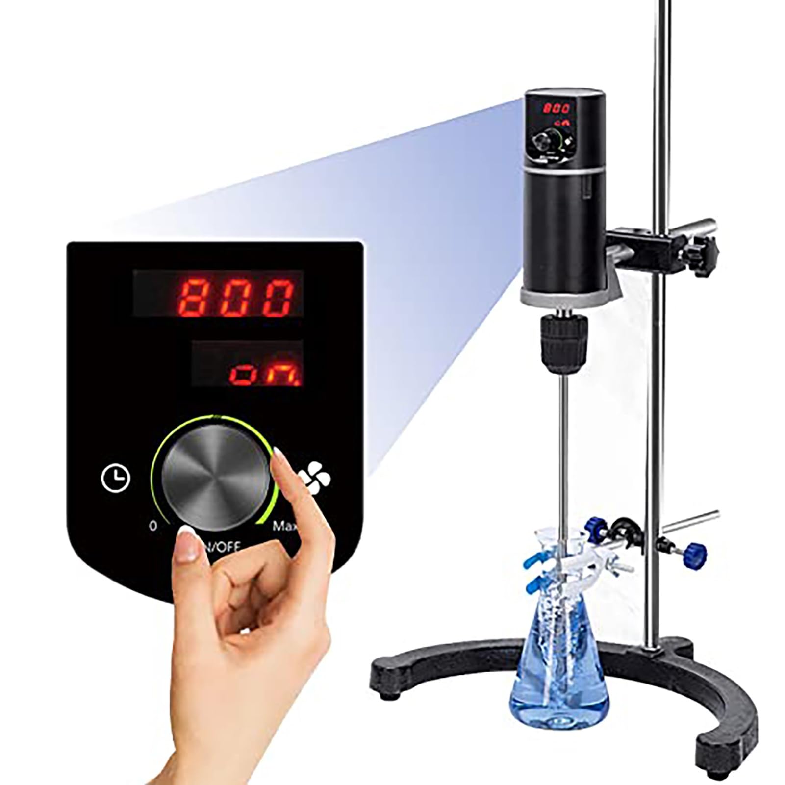 Mezclador agitador digital con temporizador y ajuste de velocidad para uso en laboratorio, capacidad de 40 L, 100-2000 rpm