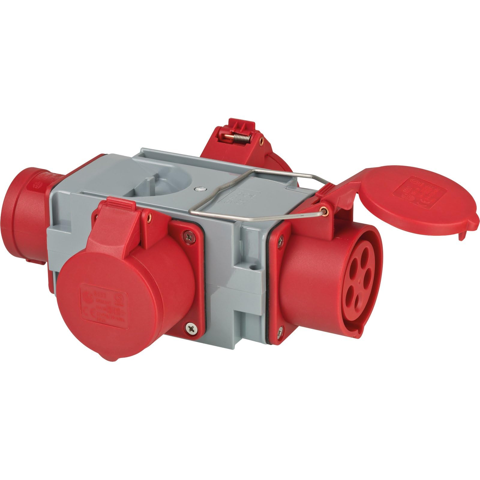 Brennenstuhl Adapter rozdzielacz prądu IP44 (1 x wtyczka CEE 400 V/16 A i 3 x gniazda CEE 400 V/16 A, do stałego użytku na zewnątrz, na placach budowy i w gospodarstwach rolnych)