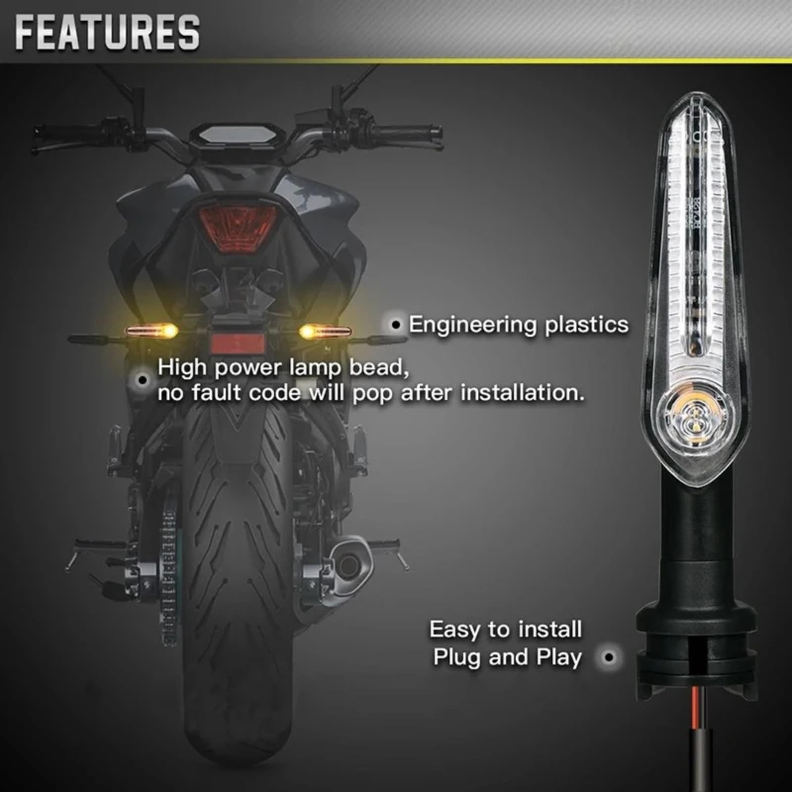 Per YZF Per R6 2003 2004 2005 2006 2007 2008 2009 2010 2011 2012 2013 2014 2015 2016 Per R1 2002-2014 Per R7 2021-2023 Indicatori Di Direzione Luce Ambra(2pcs)