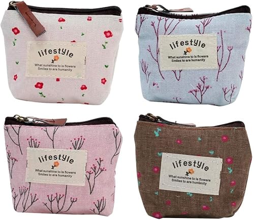 4 unidades de monedero, monedero, monedero, monedero, monedero, monedero, monedero, monedero, monedero, monedero, monedero, monedero, para niñas, flores, Monedero Cover