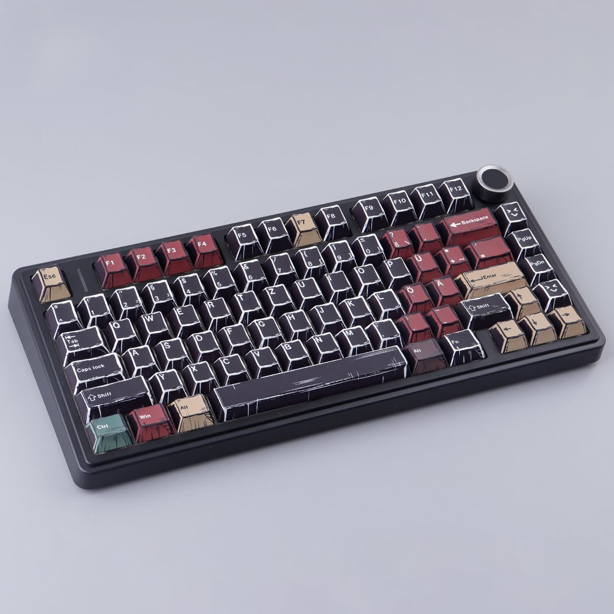 PBT ISO Keycaps 132 Keys Japanese Manga Keycaps, Manga Mixed Light Black Cherry Profile Dye Sub Custom Keycap for Cherry MX Switch German QWERTZ Layout Meccanical Keyboards