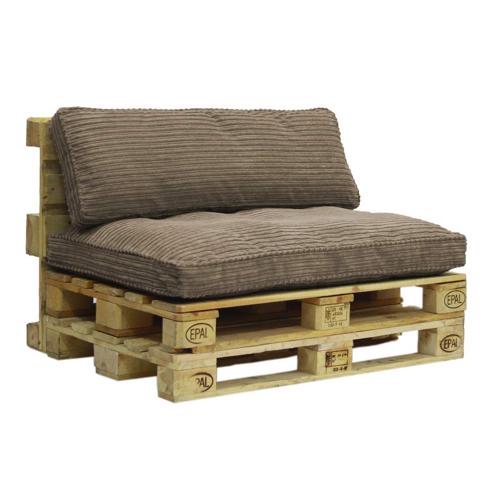 Palettenkissen Palettensofa Cord Set Outdoor Sitzkissen Palettenauflage (Mocca, Set 1+1)