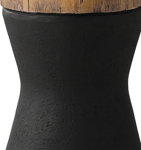 Miniatura 9 de Mesa auxiliar de tambor de hormigón, mesa auxiliar con escritorio de madera sintética, mesa auxiliar decorativa, taburete de plantas para decoración