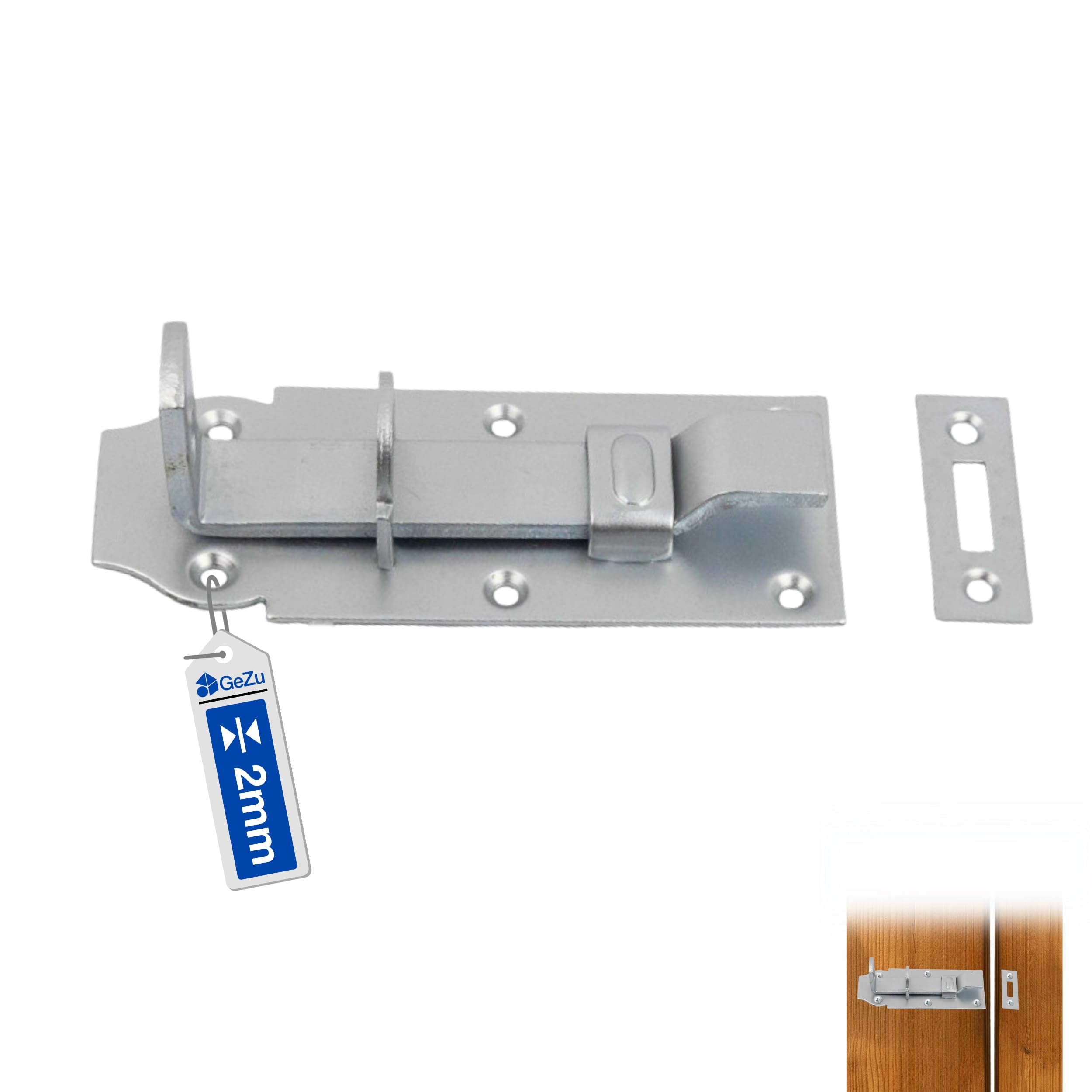 GeZu Impex Lock Bolt cranked 140 x 55 mm Door Bolt with Strike Plate Sliding Bolt Galvanized