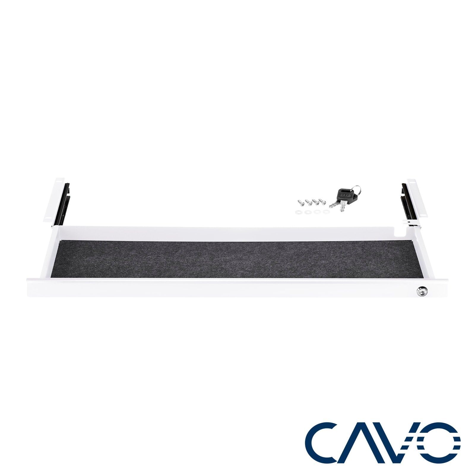 CAVO Tiroir à documents en acier 850 mm blanc verrouillable avec passage de câble Tiroir pour documents de bureau