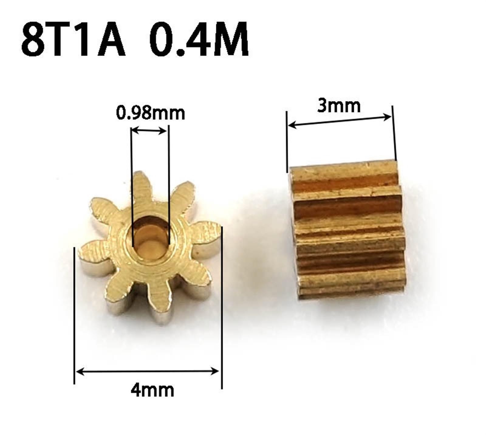 Bevel Gear Pinion Hardware Mechanical 10pcs 81A 0.4M Copper Gear 8 Teeth Parts Spindle Pinion Shaft Hole 0.98mm 8T