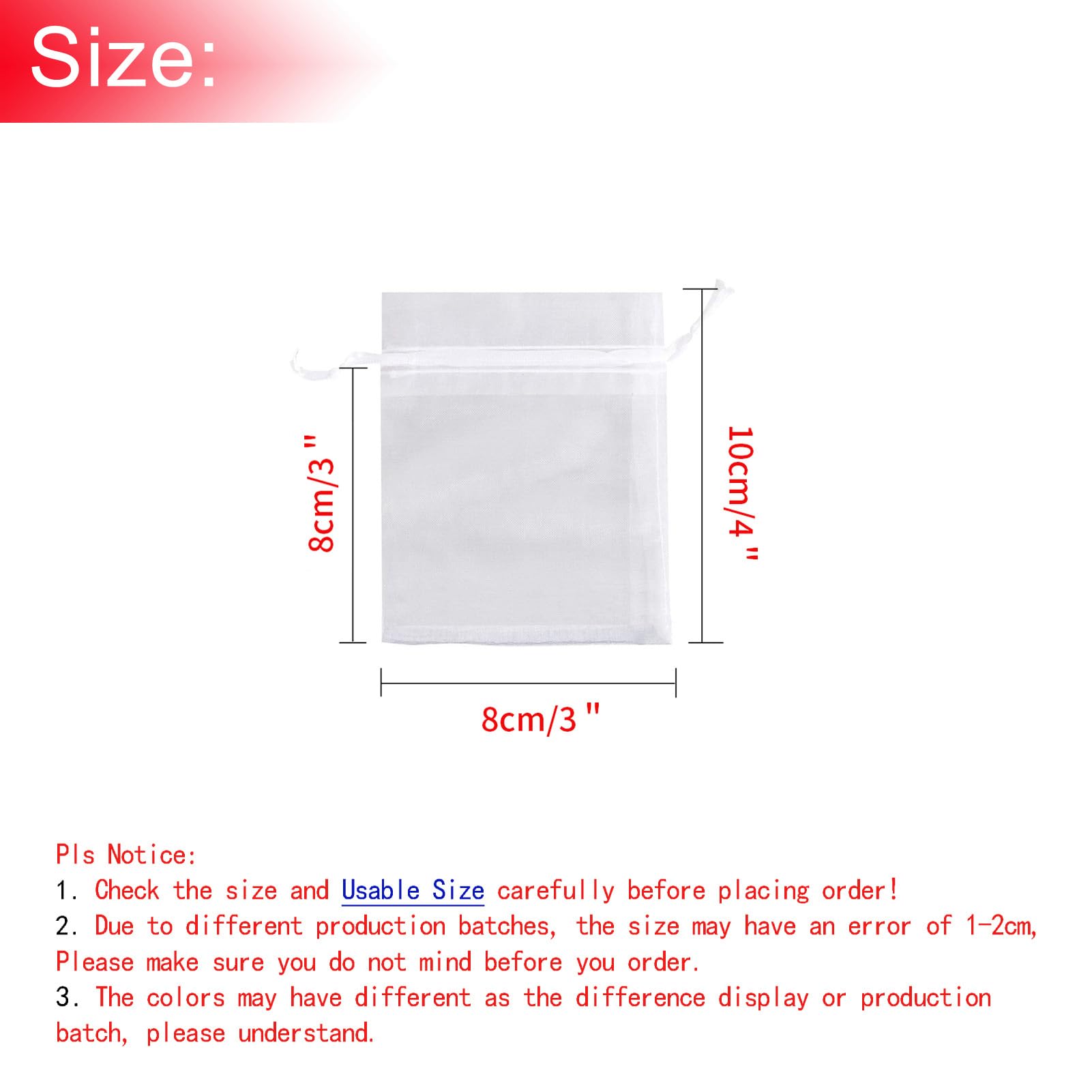 Bezall 50Pcs White Organza Bags 3x4 Inch, Sheer Wedding Party Favor Bags with Drawstring, Jewelry Gift Bags Christmas Candy Pouches in use