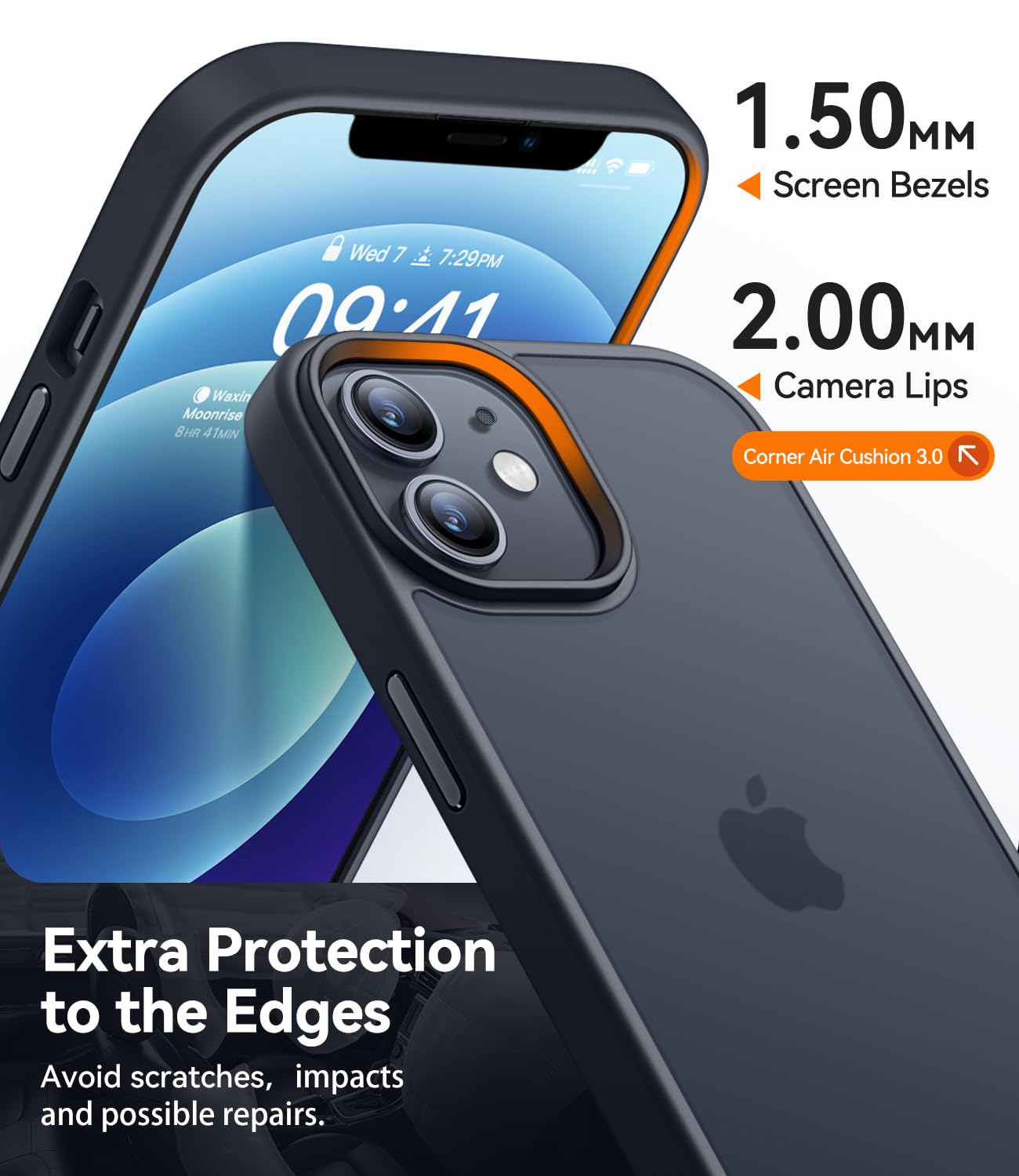 CANSHN Cover Opaca per iPhone 12 e iPhone 12 Pro(6,1 Pollici), Custodia Traslucida Opaca Protettiva Sottile Antiurto - Nero