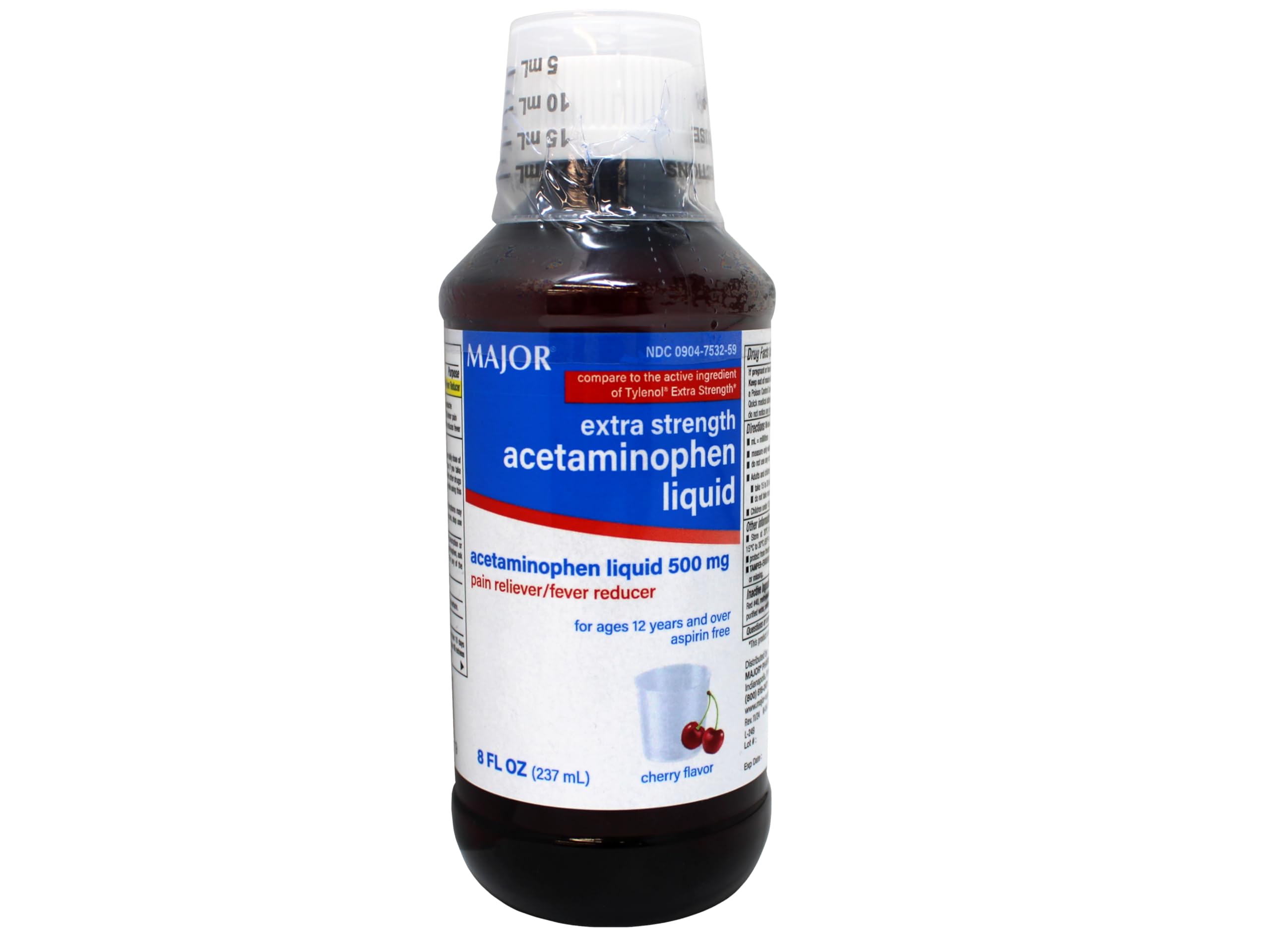 Major Mapap Adult Rapid Burst Cherry Extra Strength Acetaminophen Liquid 500mg/15ml 8 Ounce