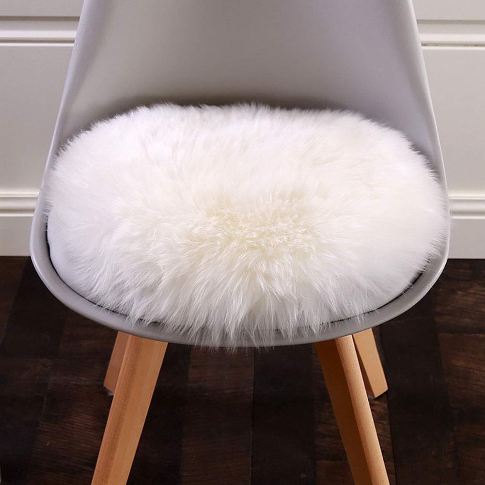 MSM Falsches Fell Schaffell Runde Teppiche,modern Stuhl Kissen Sitzpolster Teppich,weiche Hochflor Langflor Vorleger Für Schlafzimmmer Sofa Boden Weiß-grau Durchmesser:180cm/71inch