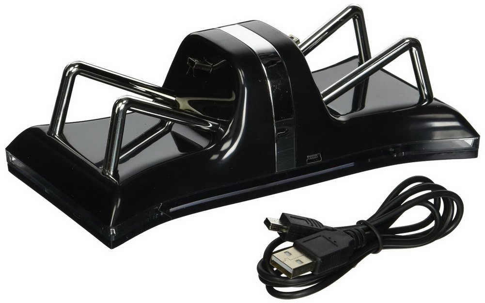 HKWX Dual USB Charger Stand Docking Station for Game Sony PS3 Controller, Black