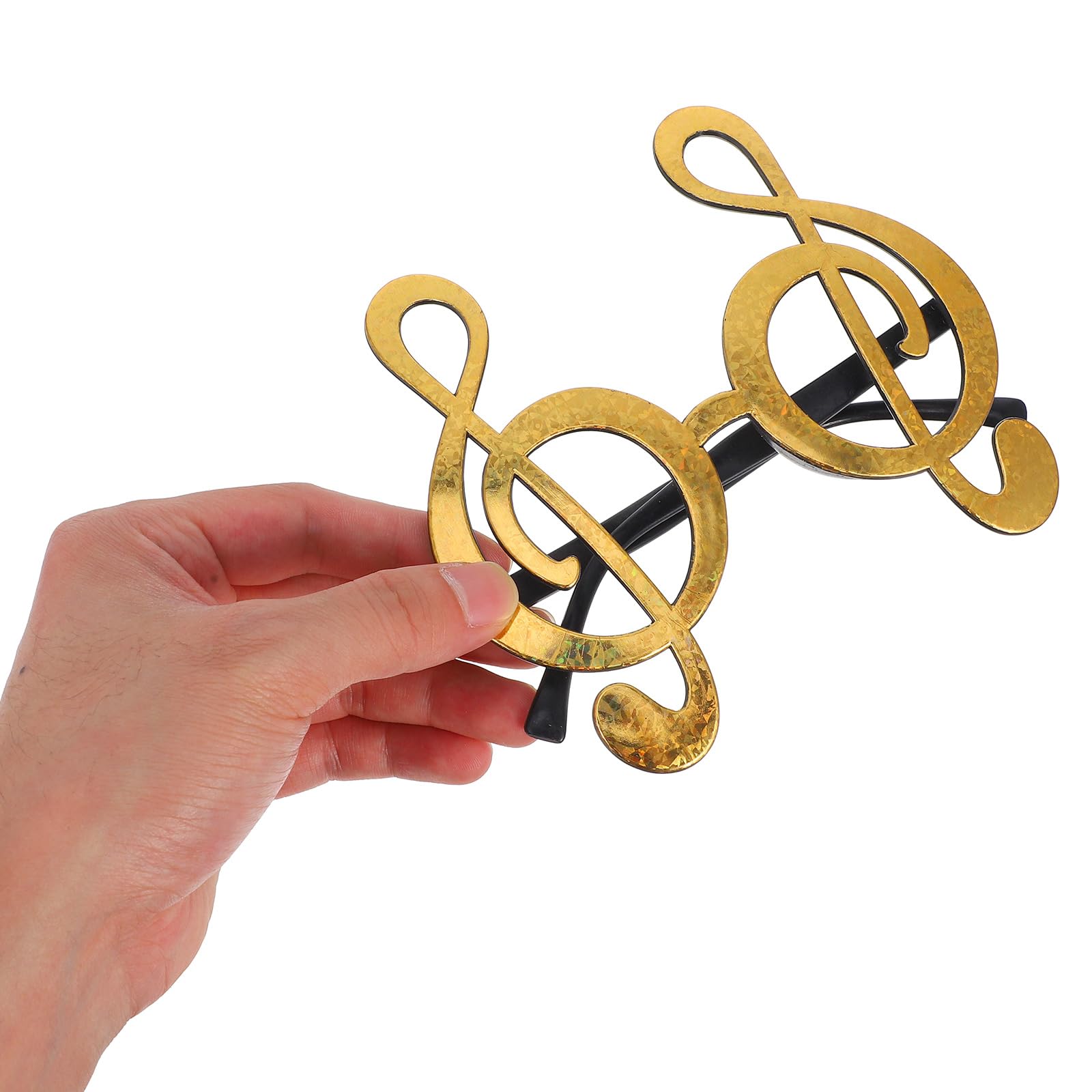 LOGOFUN 5PCS Music Note Eyeglasses Plastic Music Symbol Sunglasses Photo Props for Musician Carnival Bar Cosplay Party Supplies - Golden 5.4 * 4.9in