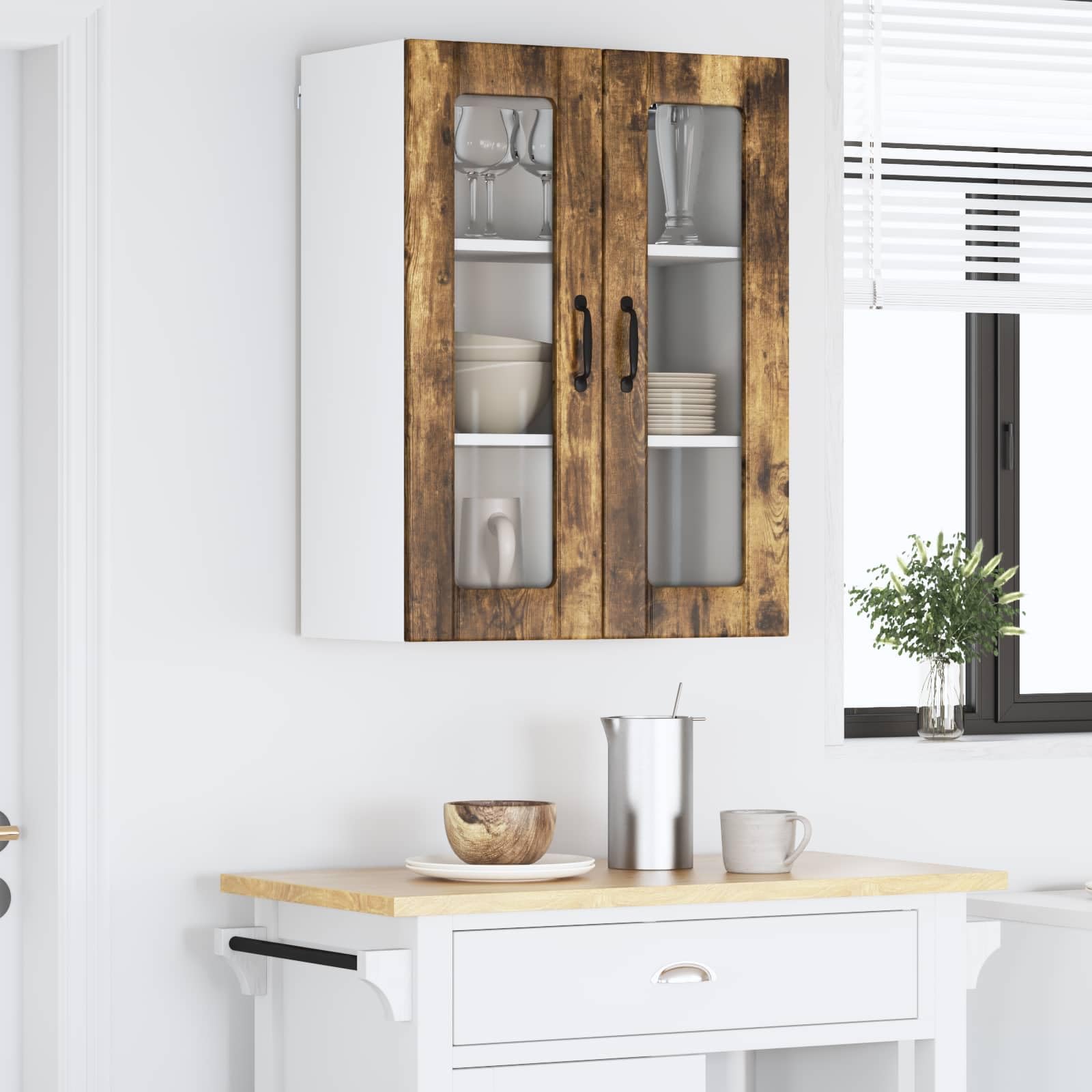 Küchenschrank Geräucherte Eiche, 60x31x80cm Holzwerkstoff, Langlebiger Küchenschrank mit Stauraum, Modernes Design für Kochutensilien, Innenbereich