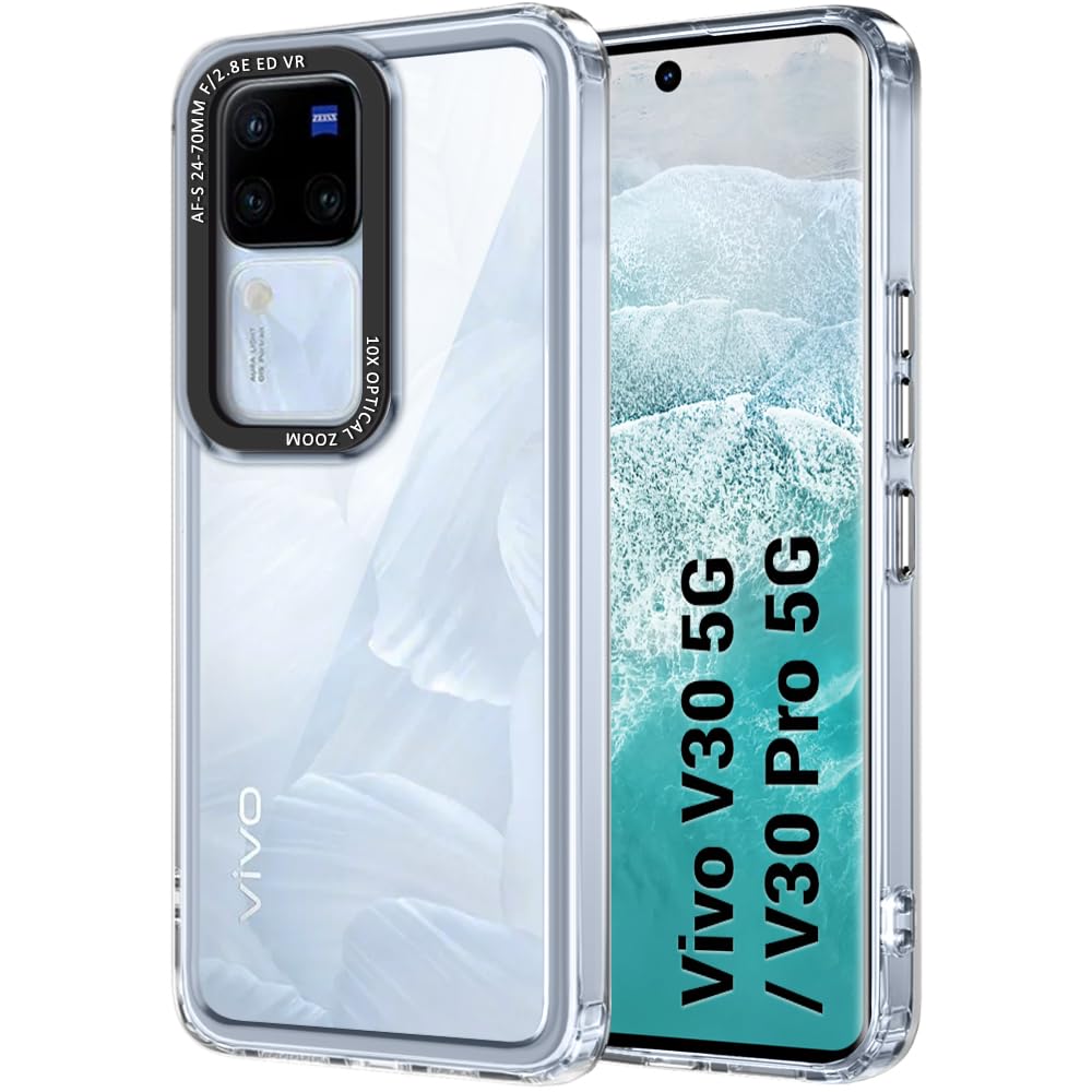 TheGiftKart Hybrid Shockproof Vivo V30 / V30 Pro 5G Back Cover Case | Stylish Camera Border | Plated Buttons | Crystal Clear Hard Back Case for Vivo V30 / V30 Pro 5G (TPU & PC, Transparent Bumper) (B0D6VM6SLC) Amazon Price History, Amazon Price Tracker