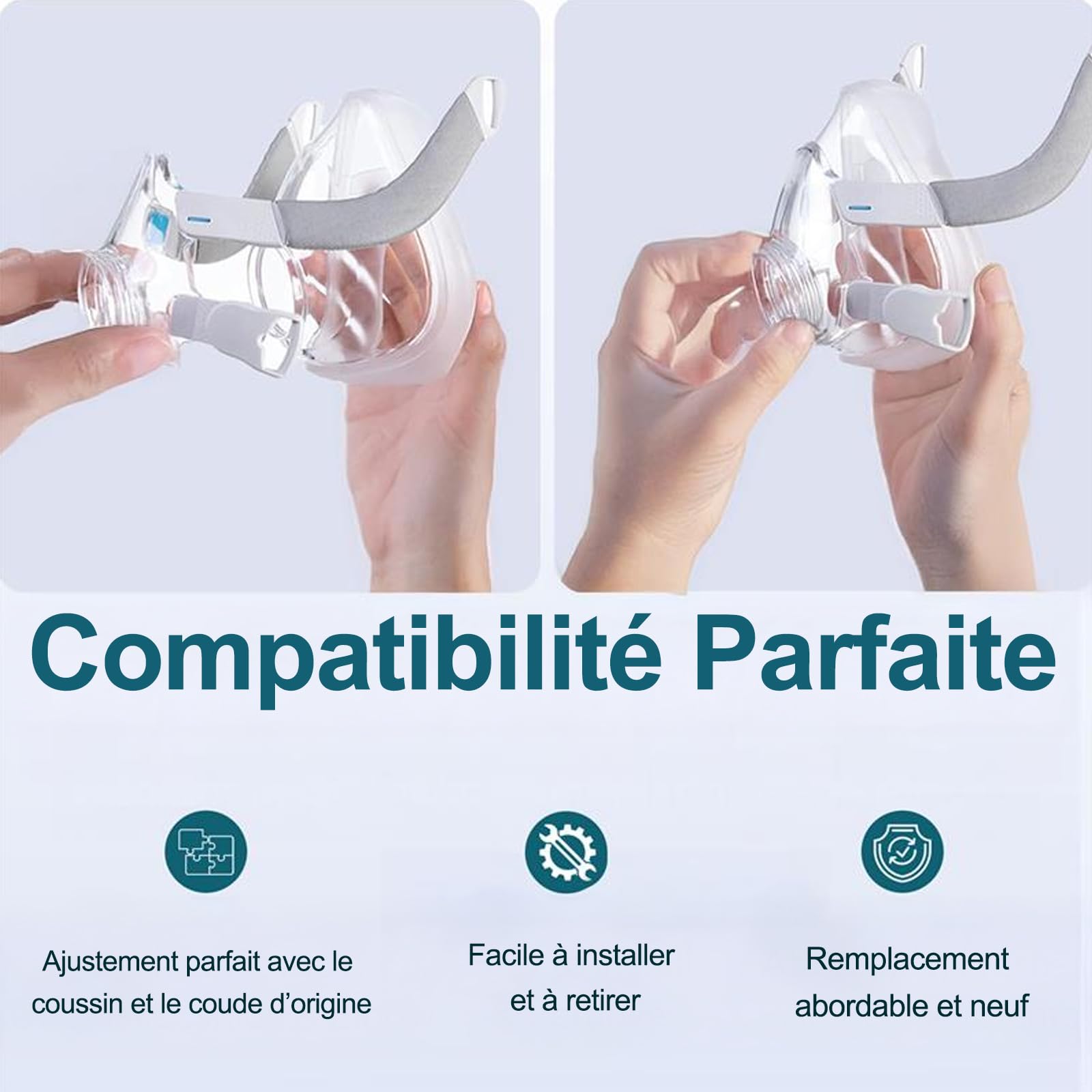 Airfit F20 Coussin, Harnais et Cadre de Remplacement pour Masque Airfit F20 Original | Comprend Coussin, Harnais, Cadre, Clips | Compatible avec AirFit F20 & AirTouch F20 (Taille du Coussin - Moyen)
