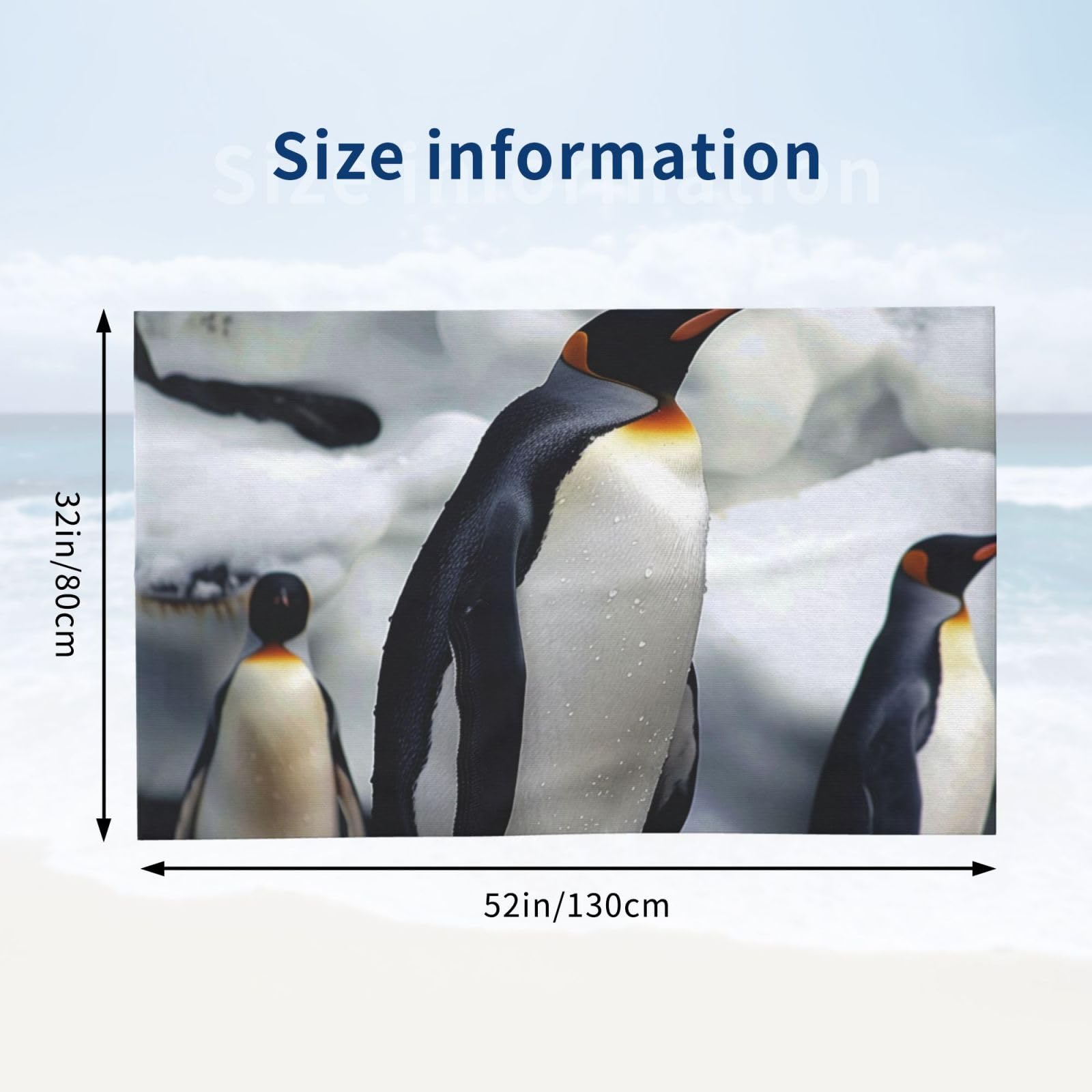 DCEHGEW Penguin Printed Microfiber Bath Towels 52x32 Inch, Highly Absorbant Beach Towel Bath Sheets for Bathroom Travel Hotel Spa