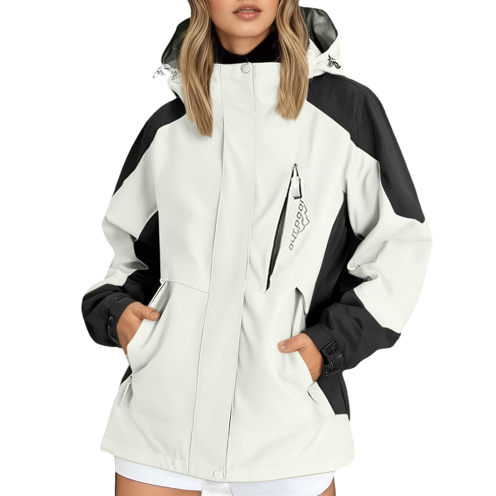 Giacca Impermeabile Donna, Giubbino Antipioggia Donna Sportiva Casual Leggera Giacca In Softshell Con Cappuccio Removibile Cappotto Collo Alto E Tasche Antivento Leggera Per Viaggio Pioggia All'aperto