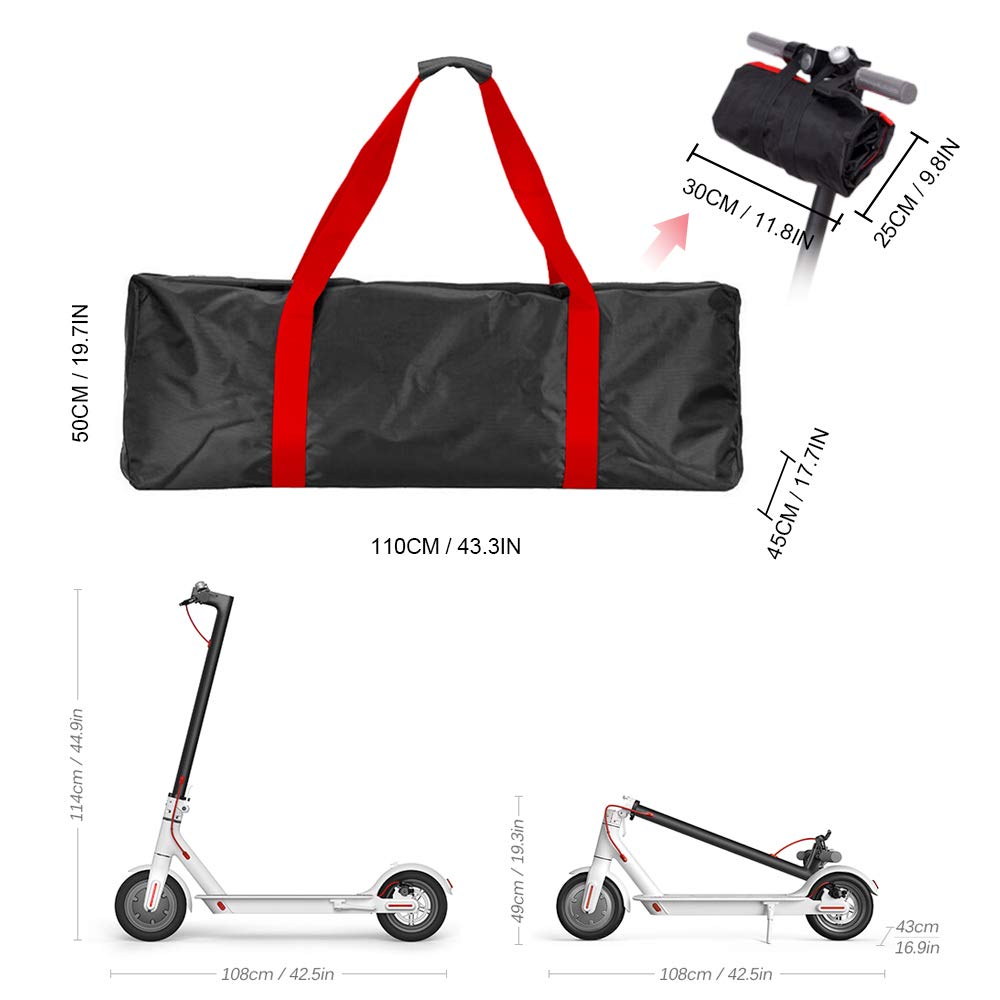 LIXADA Sac de Transport + Sac de Tube Avant de Scooter, Grande capacité, Sacoches de Guidon, Sac de Rangement pour Outils/téléphone Portable, Sac Paniers