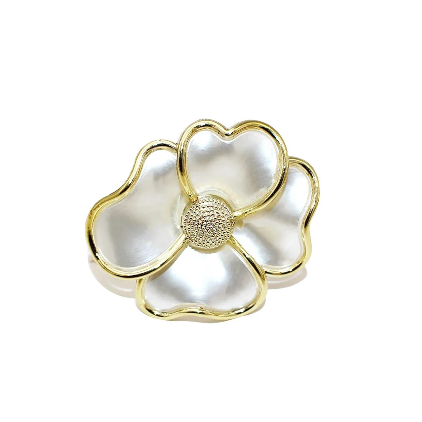 napkin rings 6Pcs White Flower Napkin Rings Gold Buckle Floral Holders for Wedding Birthday Christmas Dinner Party Table Decor(ERF05-Gold-6pcs)