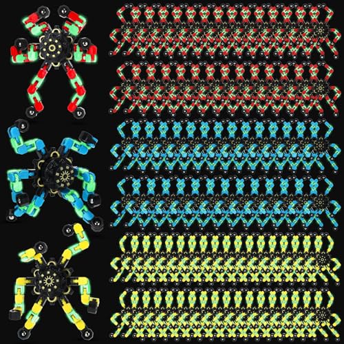 100 Pcs Funny Sensory Fidget Toy Bulk Transformable Chain Robot F...