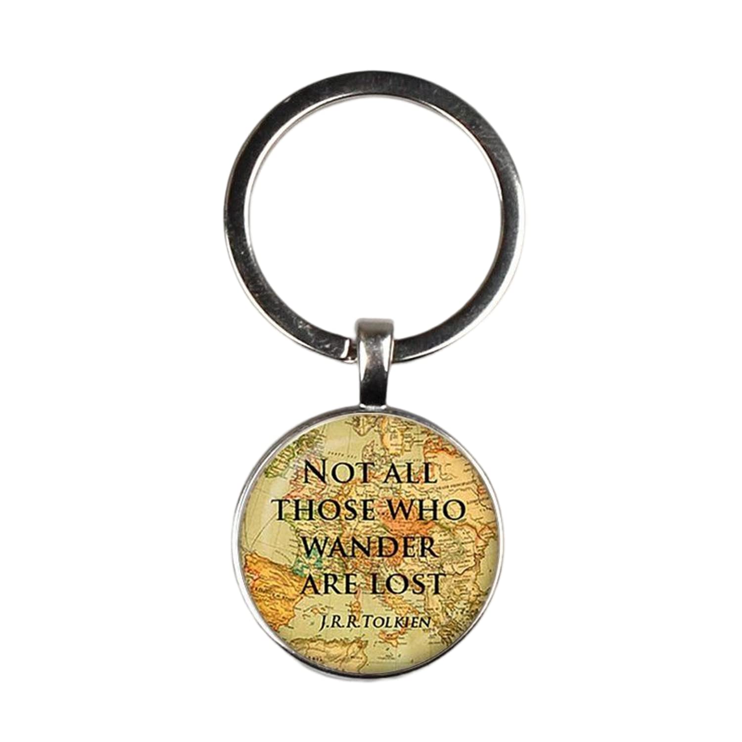 All Those Who Wander Are Lost J.R.R.Tolkien Glass Dome Pendant Vintage Art Picture Keychain Best Gift