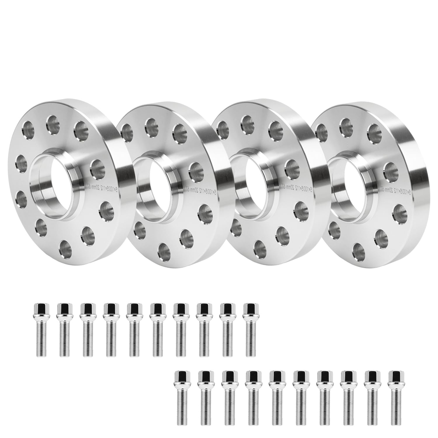 GEARMONSTER Lot de 4 élargisseurs de voie/entretoises de 15mm et 20mm LK: 100/5+112/5 NLB:57.1 avec 20 boulons de roue M14x1,5 40/45mm pour VW Golf