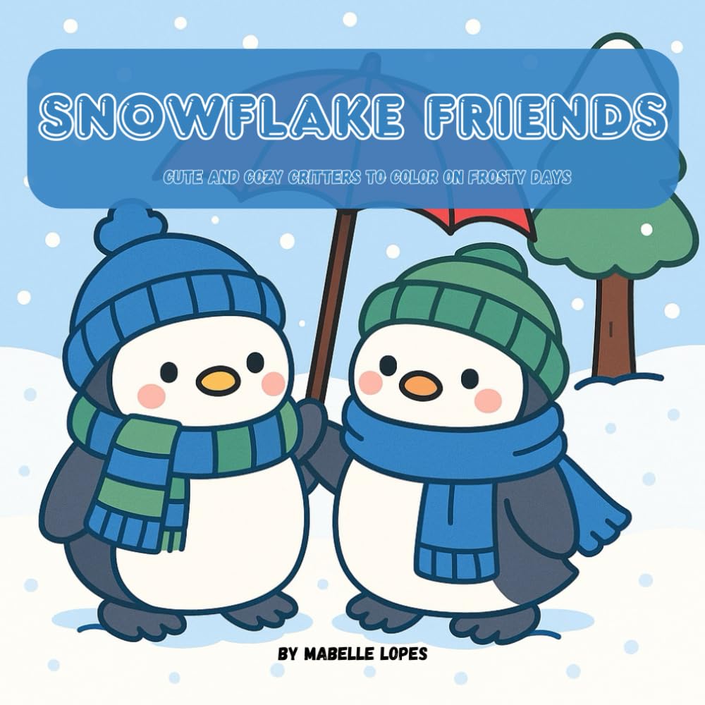 Snowflake Friends - Cozy Winter Coloring Book: Cute Foxes, Bunnies & Forest Critters in Whimsical Snowy Scenes