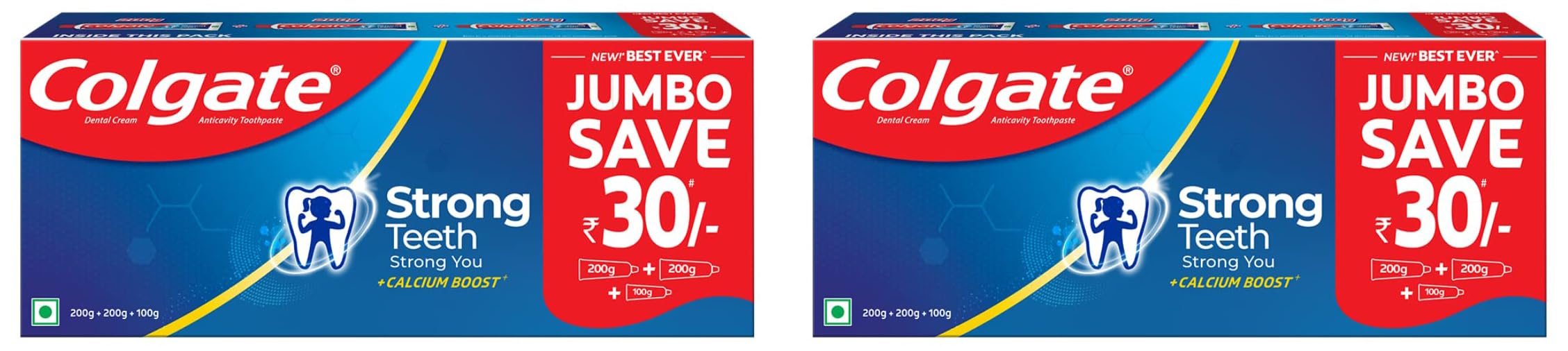 Colgate Strong Teeth, 500g, India’s No: 1 Toothpaste Brand, Calcium-boost for 2X Stronger Teeth, Prevents cavities, Whitens Teeth, Freshens Breath (Pack of 2)-image-5