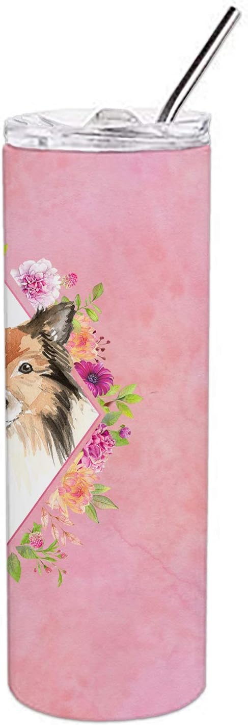 Product Deal Caroline's Treasures CK4213TBL20 Sheltie Pink Flowers Double Walled Stainless Steel 20 oz Skinny Tumbler, 20 oz, multicolor 🔥 Flash Sale Caroline's Treasures CK4213TBL20 Sheltie Pink Flowers Double Walled Stainless Steel 20 oz Skinny Tumbler, 20 oz, multicolor