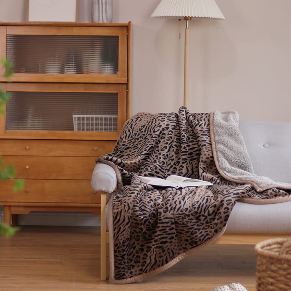 Hggzeg Elegante coperta in pile leopardato caldo e spesso, 150 x 200 cm