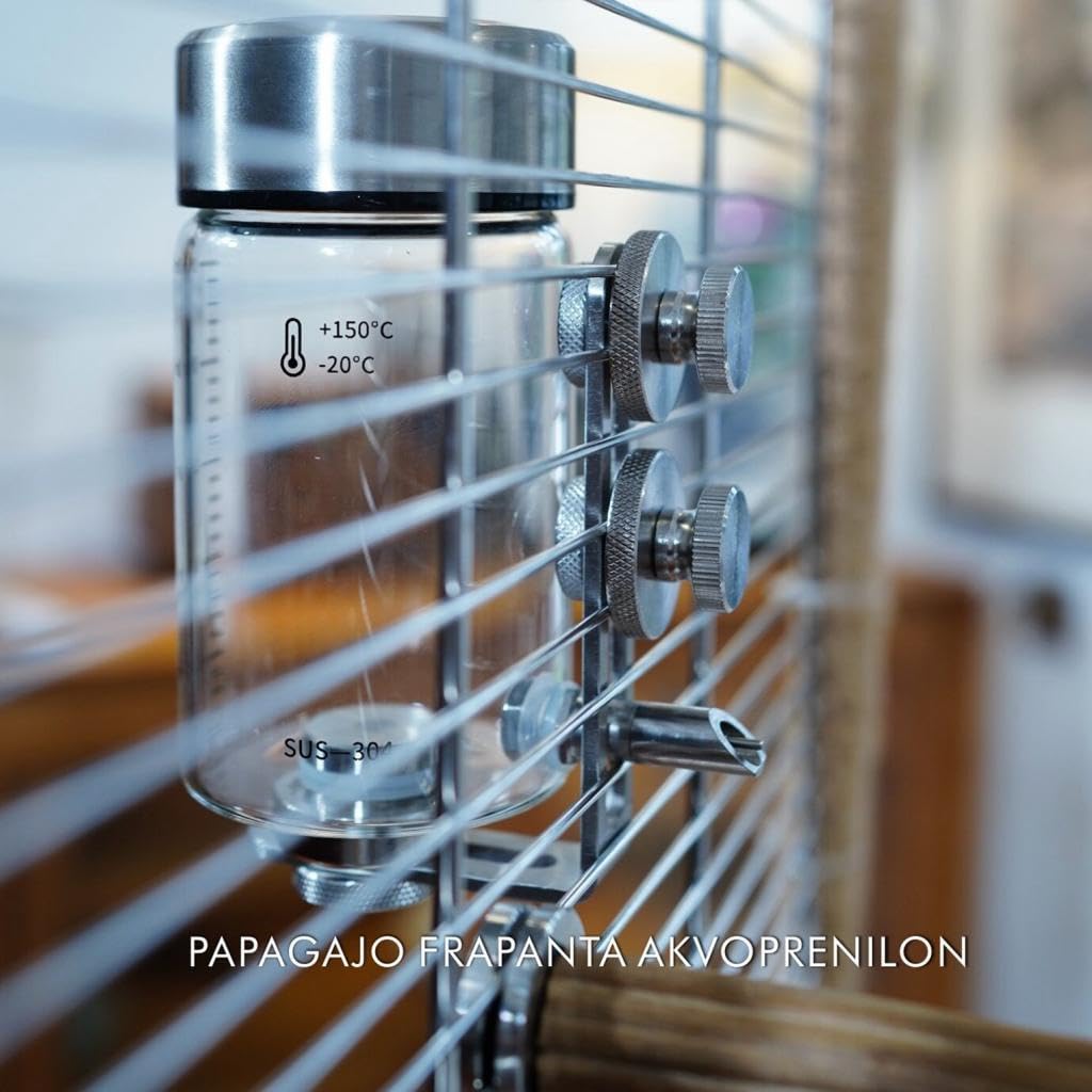 Dispensador de Agua para Pájaros, Comedero Automático para Jaula, Accesorios de Instalación, Aguja Táctil a Prueba de Fugas, Material de Acero Inoxida, Aguja Fina de 250 Ml