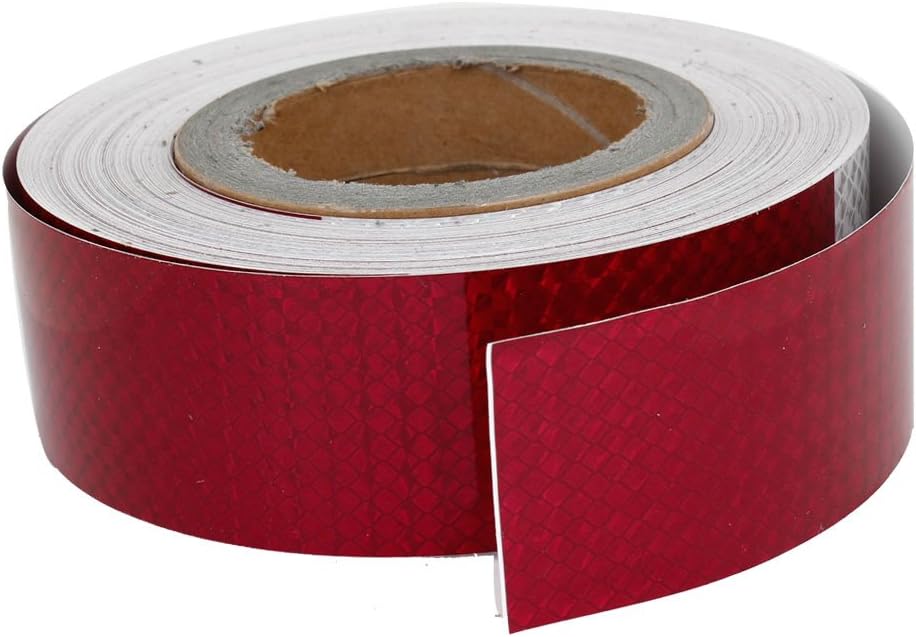 Ruilogod Adhesive Back Red Silver Tone Safety Reflective Sticker 164Ft for Car