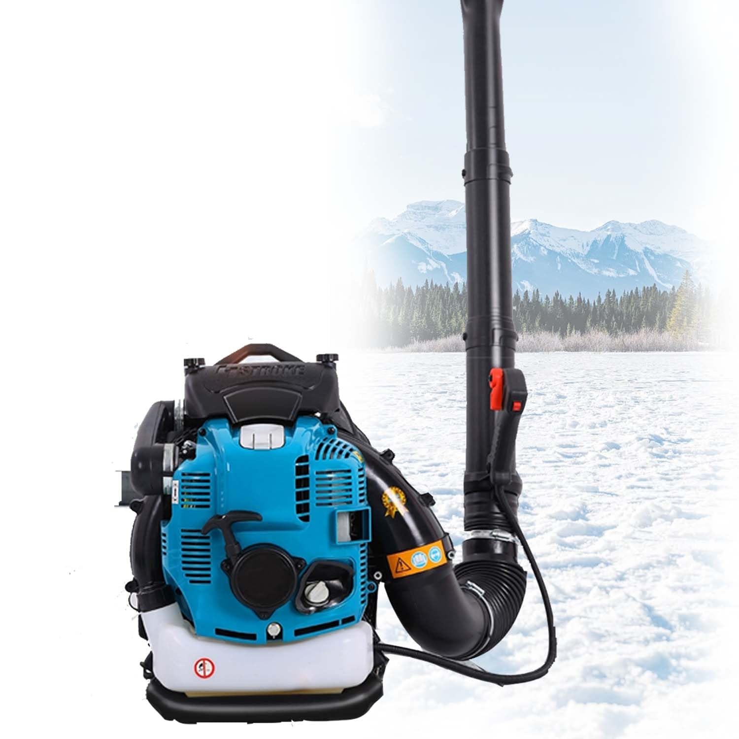 Soplador De Hojas Y Nieve De Mochila A Gasolina, Soplador De Hojas De Mochila De 100 CC, Función De Bloqueo De Velocidad Crucero para Una Rápida Remoción De Hojas, Césped Y Nieve(Blue)